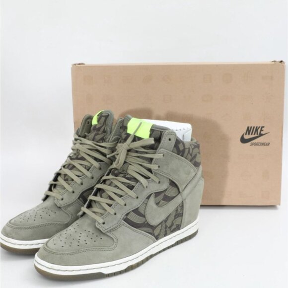 Nike Dunk Sky Hi Liberty of London OG Womens Suede Sneakers Size 8 Olive New - Picture 1 of 13